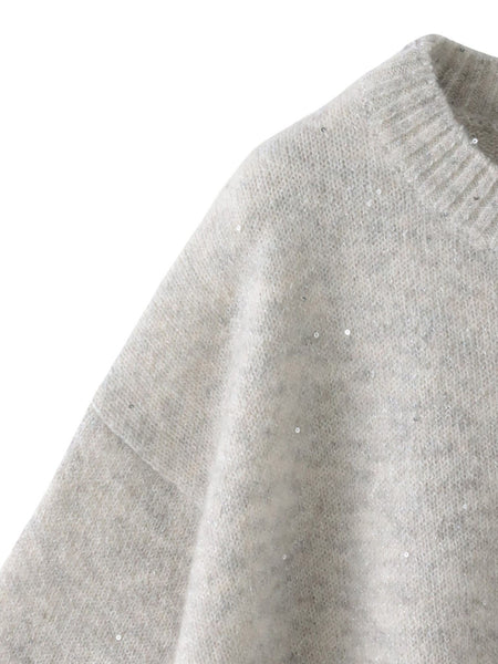 スパンコールクルーネックニット≪洗える≫