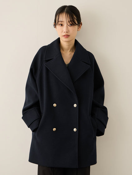 ウール調ジャージーオーバーサイズコート