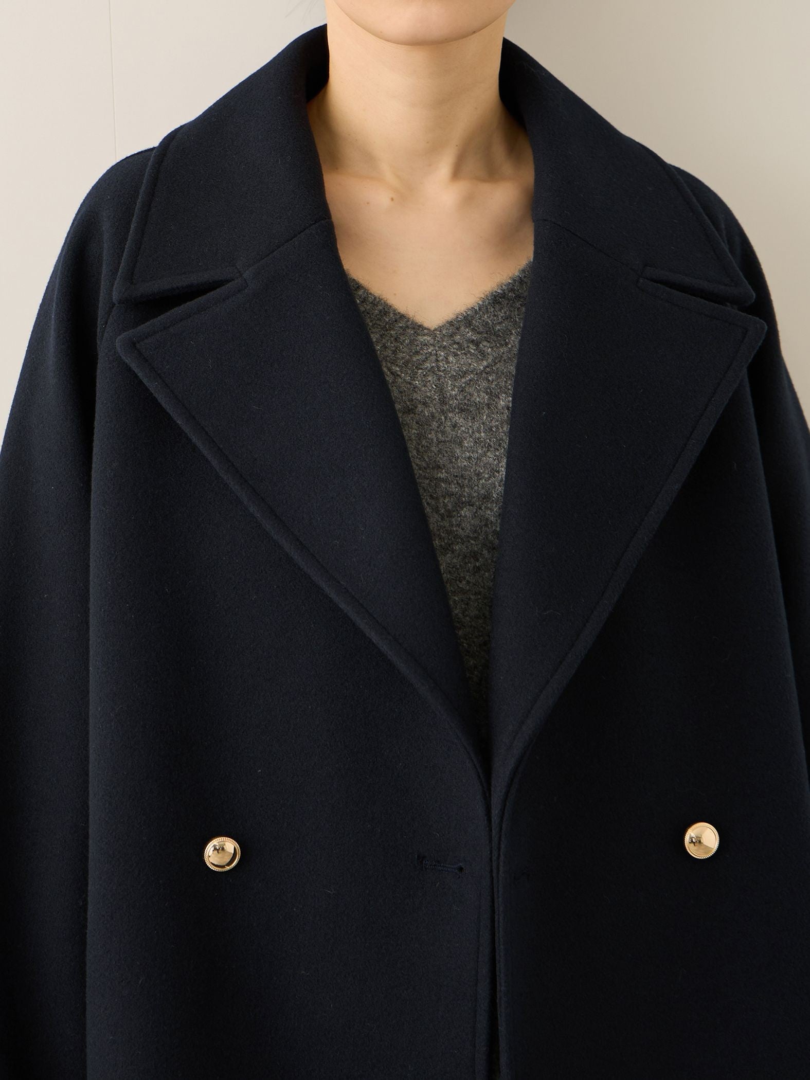 ウール調ジャージーオーバーサイズコート