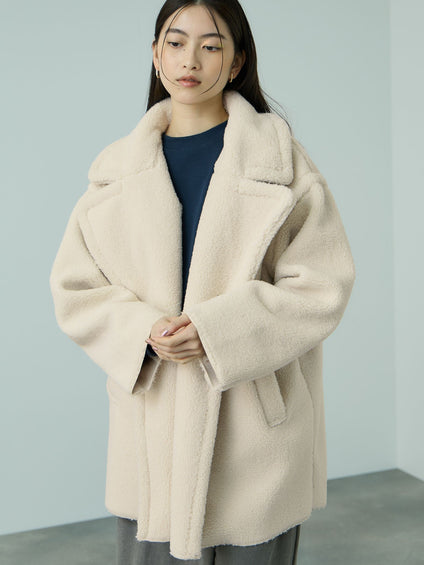 フェイクムートンミドルダブルコート