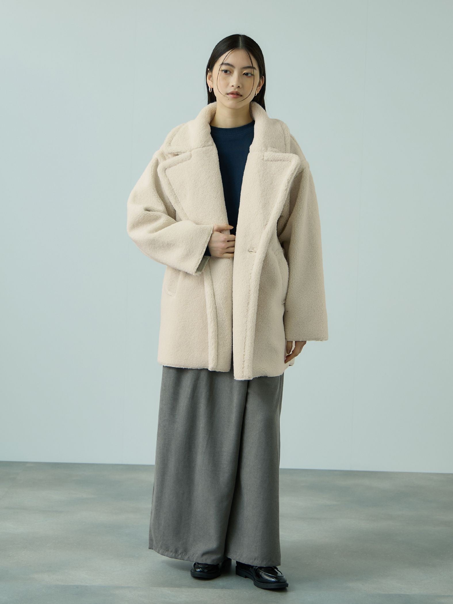 フェイクムートンミドルダブルコート