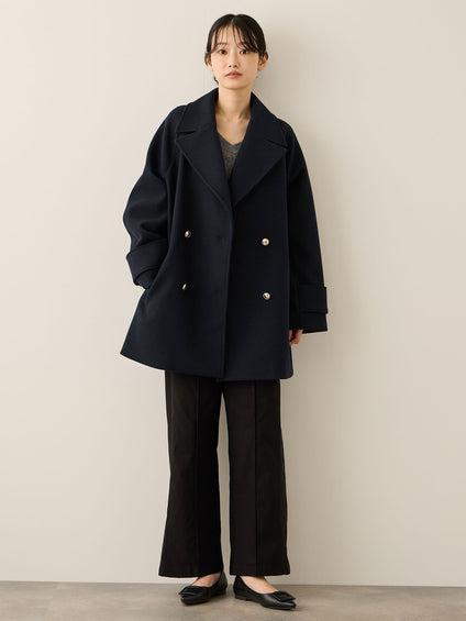 ウール調ジャージーオーバーサイズコート
