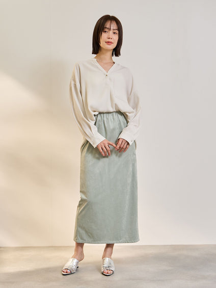 ストレッチフェイクスウェードナロースカート