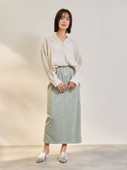 ストレッチフェイクスウェードナロースカート