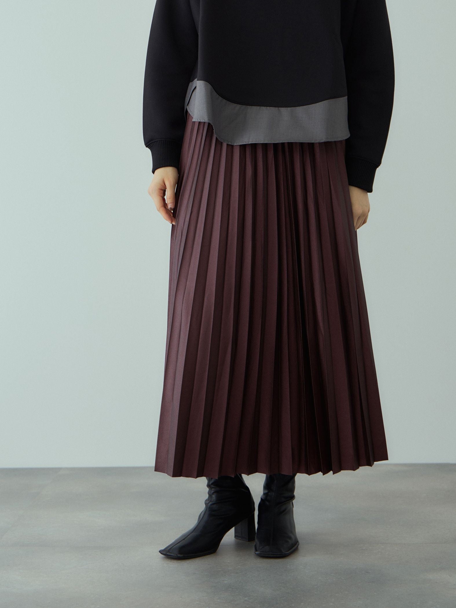 レザーライクジョーゼットプリーツスカート≪手洗い可能≫