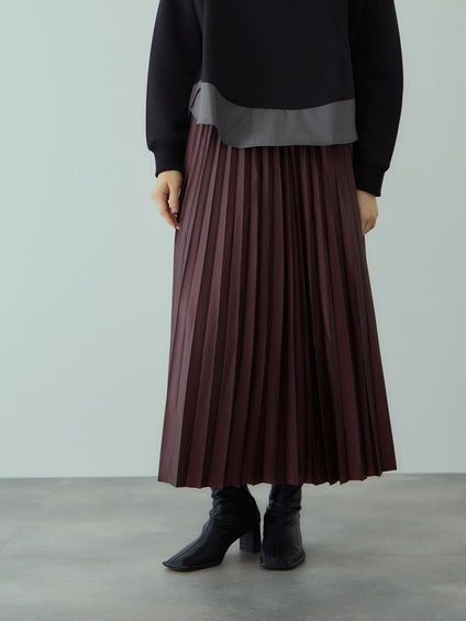 レザーライクジョーゼットプリーツスカート≪手洗い可能≫