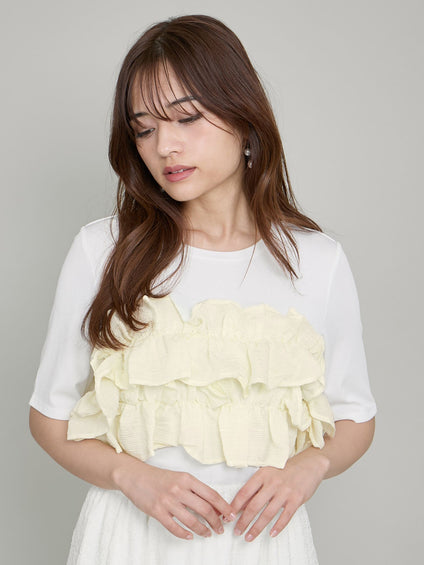 ギャザーフリルTシャツ≪手洗い可能≫