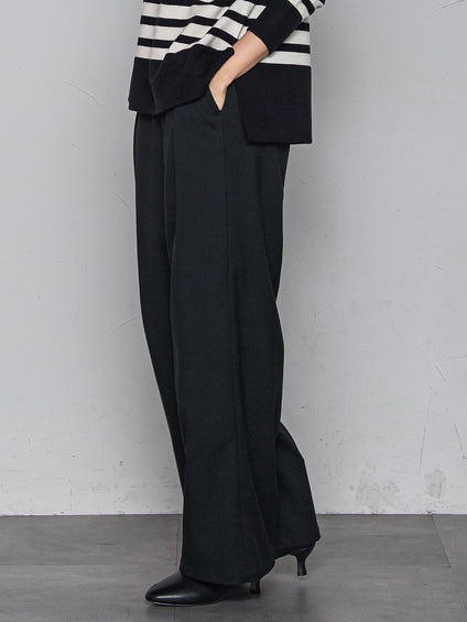 【一瞬で楽とキレイを叶える】裏起毛イージーワイドパンツ≪手洗い可能≫