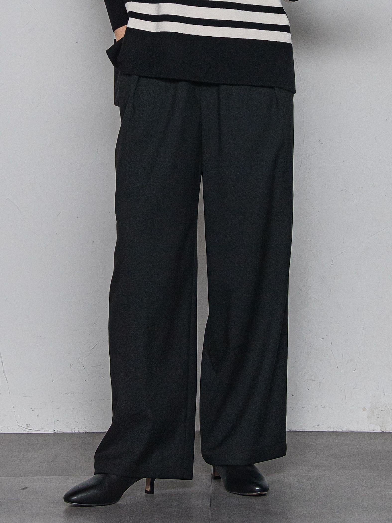 【一瞬で楽とキレイを叶える】裏起毛イージーワイドパンツ≪手洗い可能≫