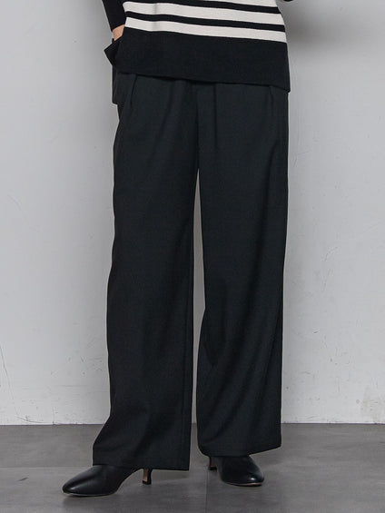 【一瞬で楽とキレイを叶える】裏起毛イージーワイドパンツ≪手洗い可能≫