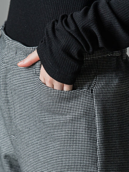 【大きいサイズ】【洗濯機で洗える】両面起毛あったか美脚テーパードチェックパンツ