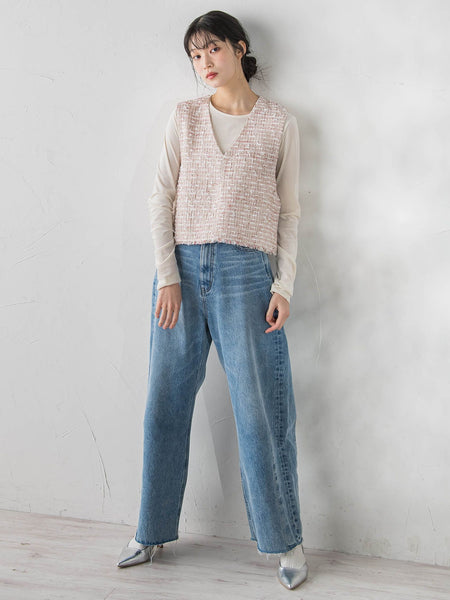 ミックスツィードベスト≪洗濯機で洗える≫