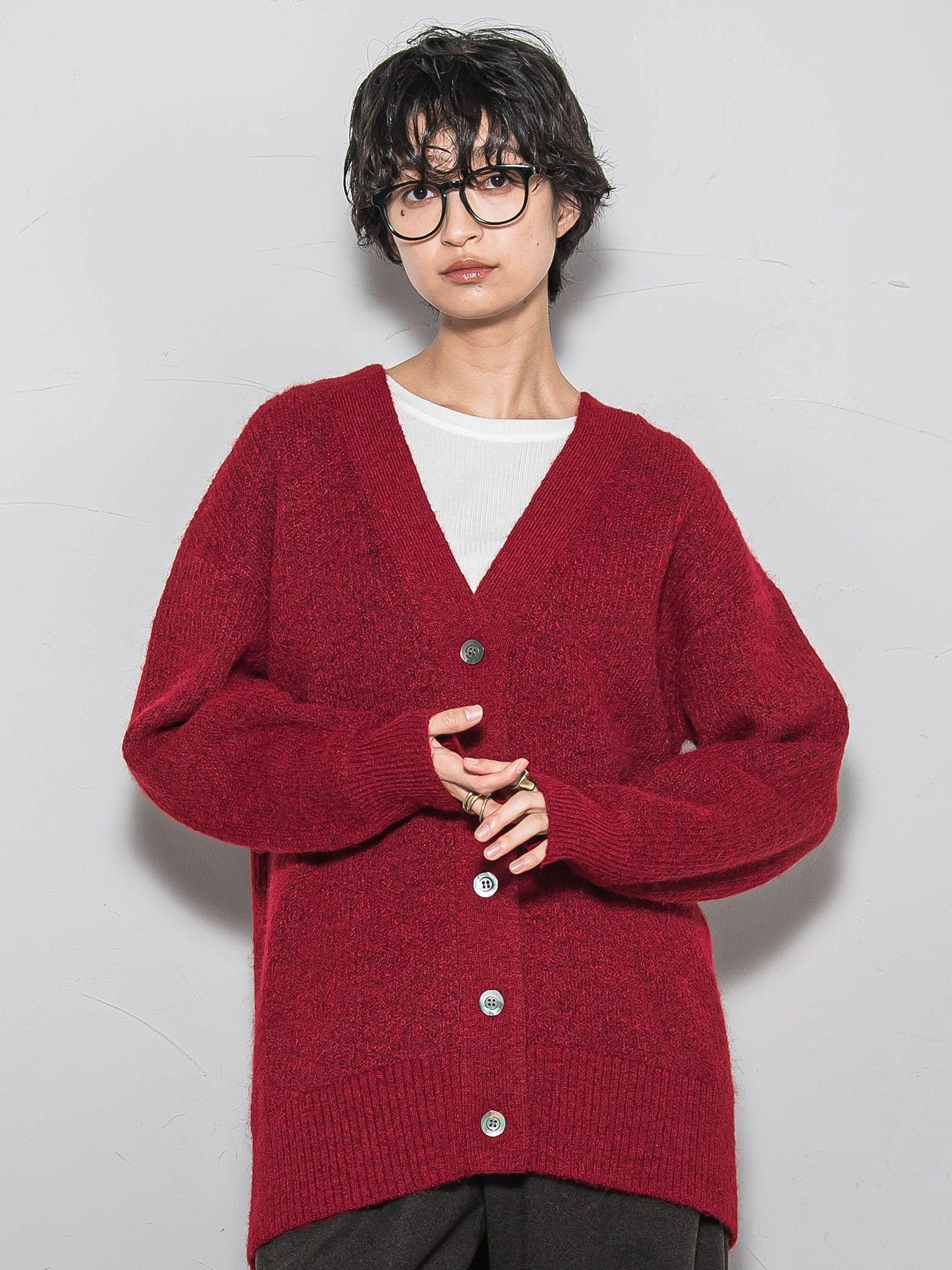 【新色追加】フラッフィーVネックニットカーディガン≪手洗い可能≫