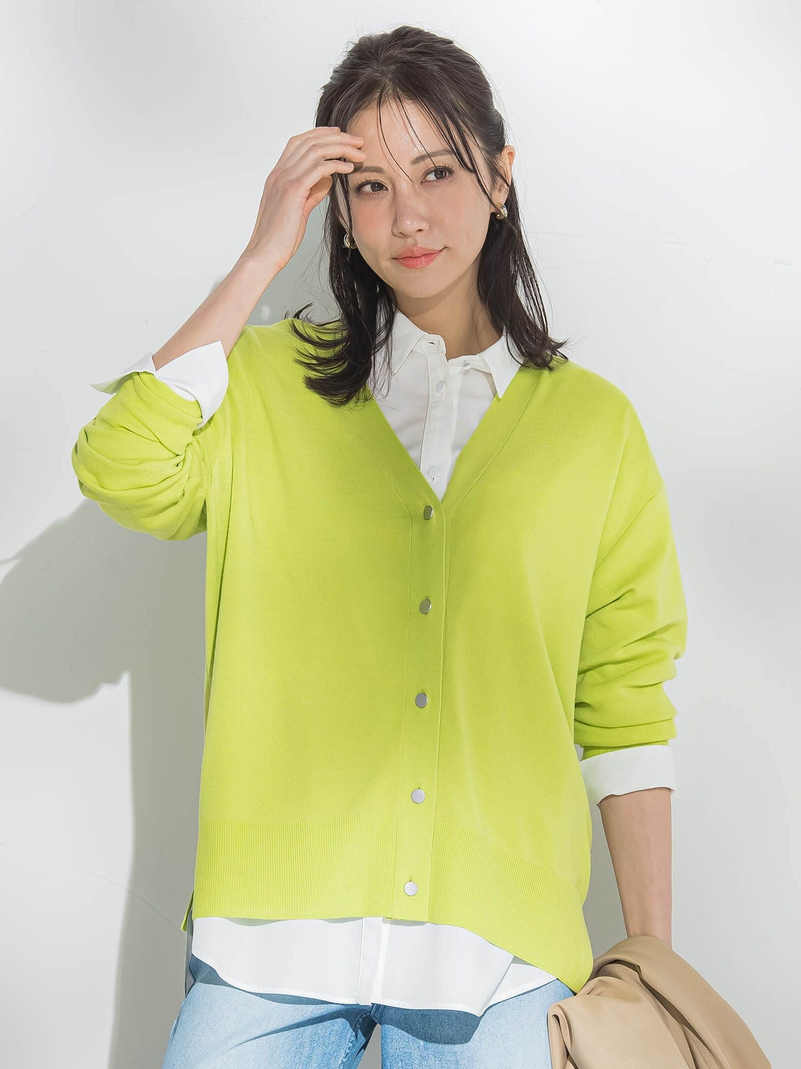 【Brisbane】 Vネックカーディガン≪洗える≫