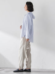 ドビーストライプフードシャツ