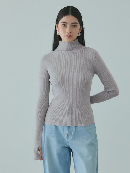 サムホールハイネックニットプルオーバー≪手洗い可能≫