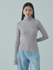 サムホールハイネックニットプルオーバー≪手洗い可能≫