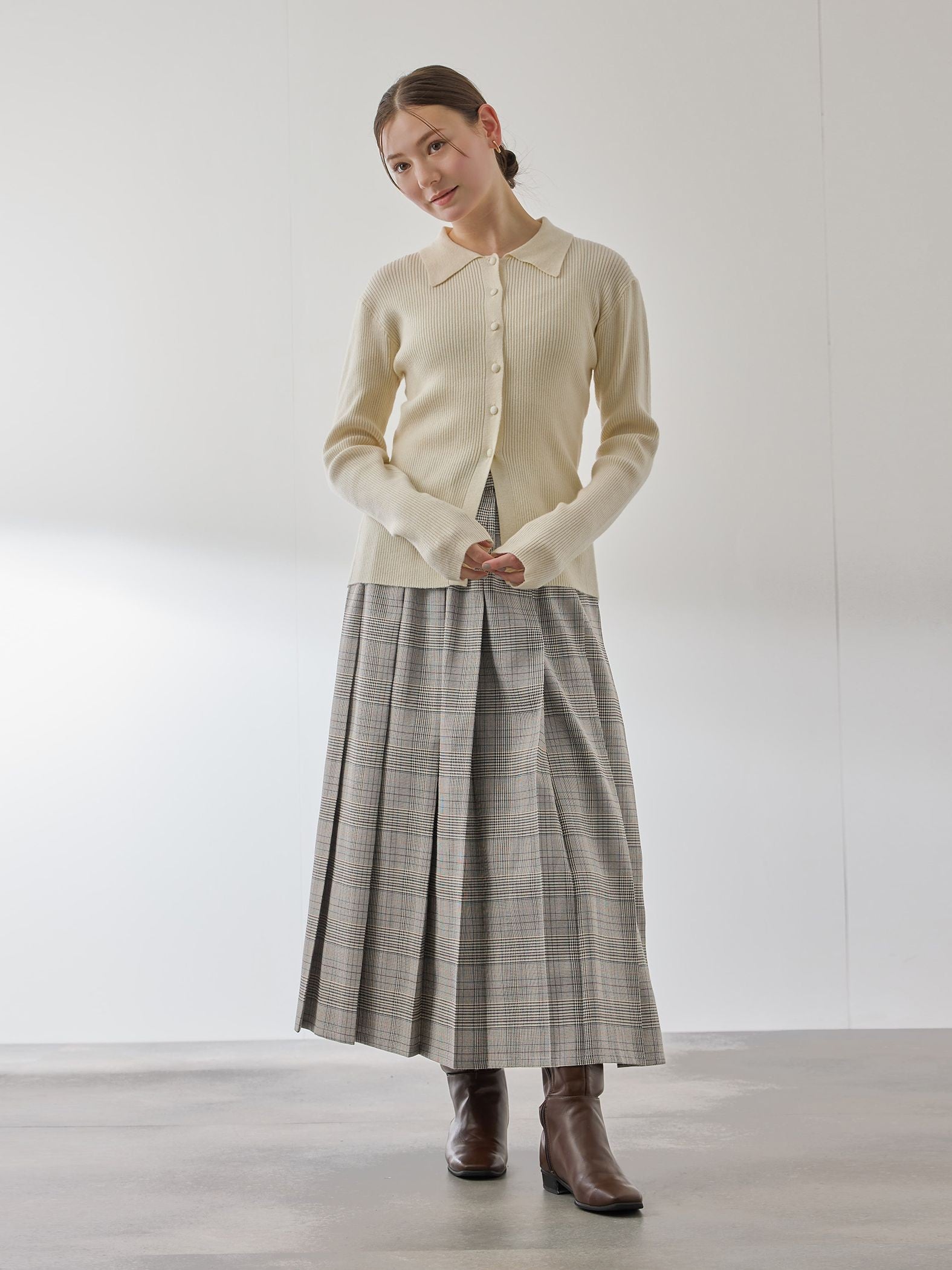 マルチグレンチェックタックプリーツスカート≪手洗い可能≫