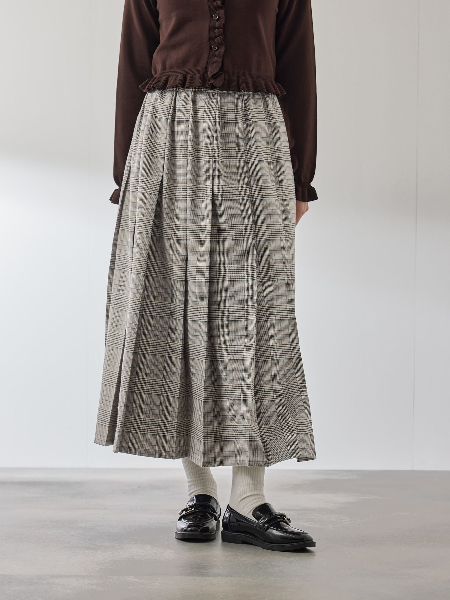 マルチグレンチェックタックプリーツスカート≪手洗い可能≫