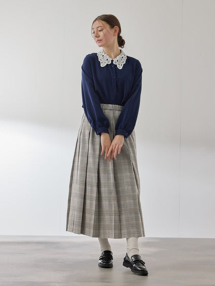 マルチグレンチェックタックプリーツスカート≪手洗い可能≫