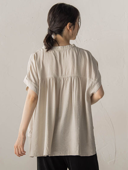 【WEB限定】キーネックレース切替ブラウス