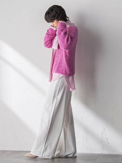 デニムワイドパンツ≪洗濯機で洗える≫