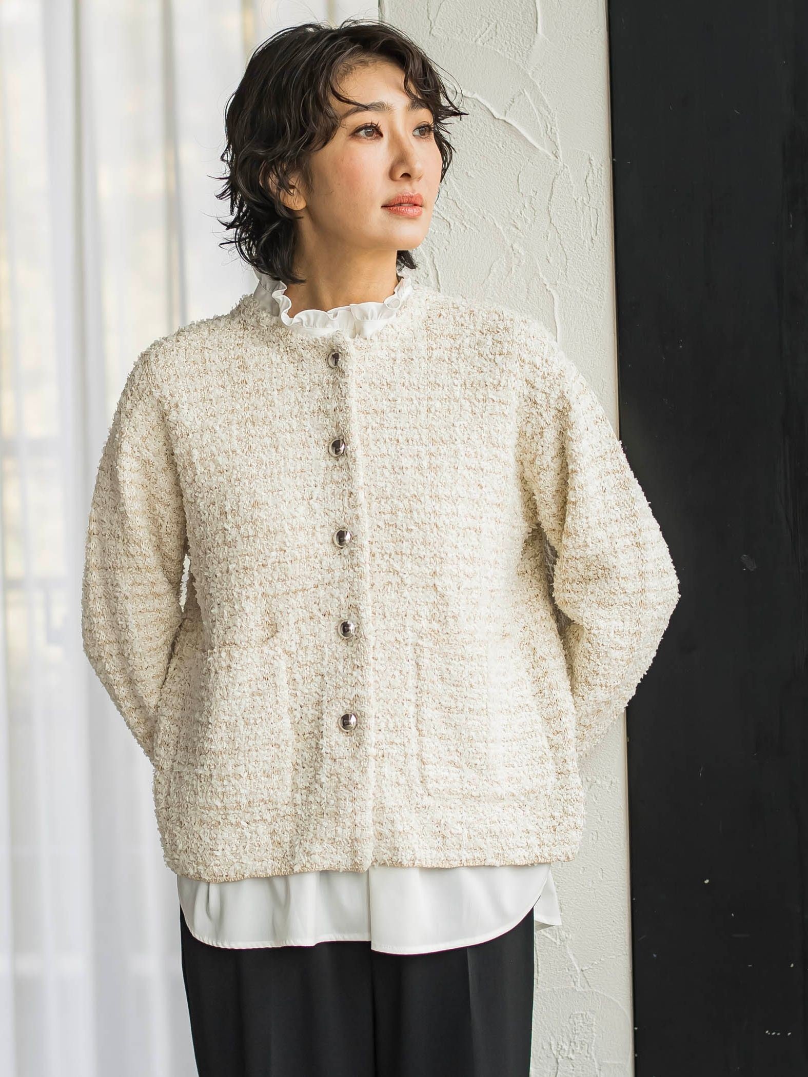 ツイードカーディガン