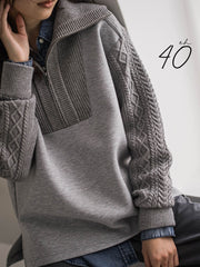 【40周年限定】ケーブルニットスリーブハーフZIPダンボールプルオーバー
