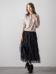 【新色追加】ボタニカルモチーフ刺繍カーディガン