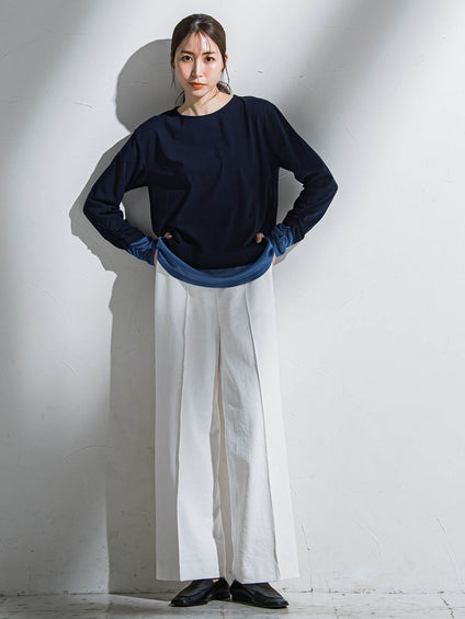 【WEB限定】シェルタリングワイドパンツ≪洗濯機で洗える≫
