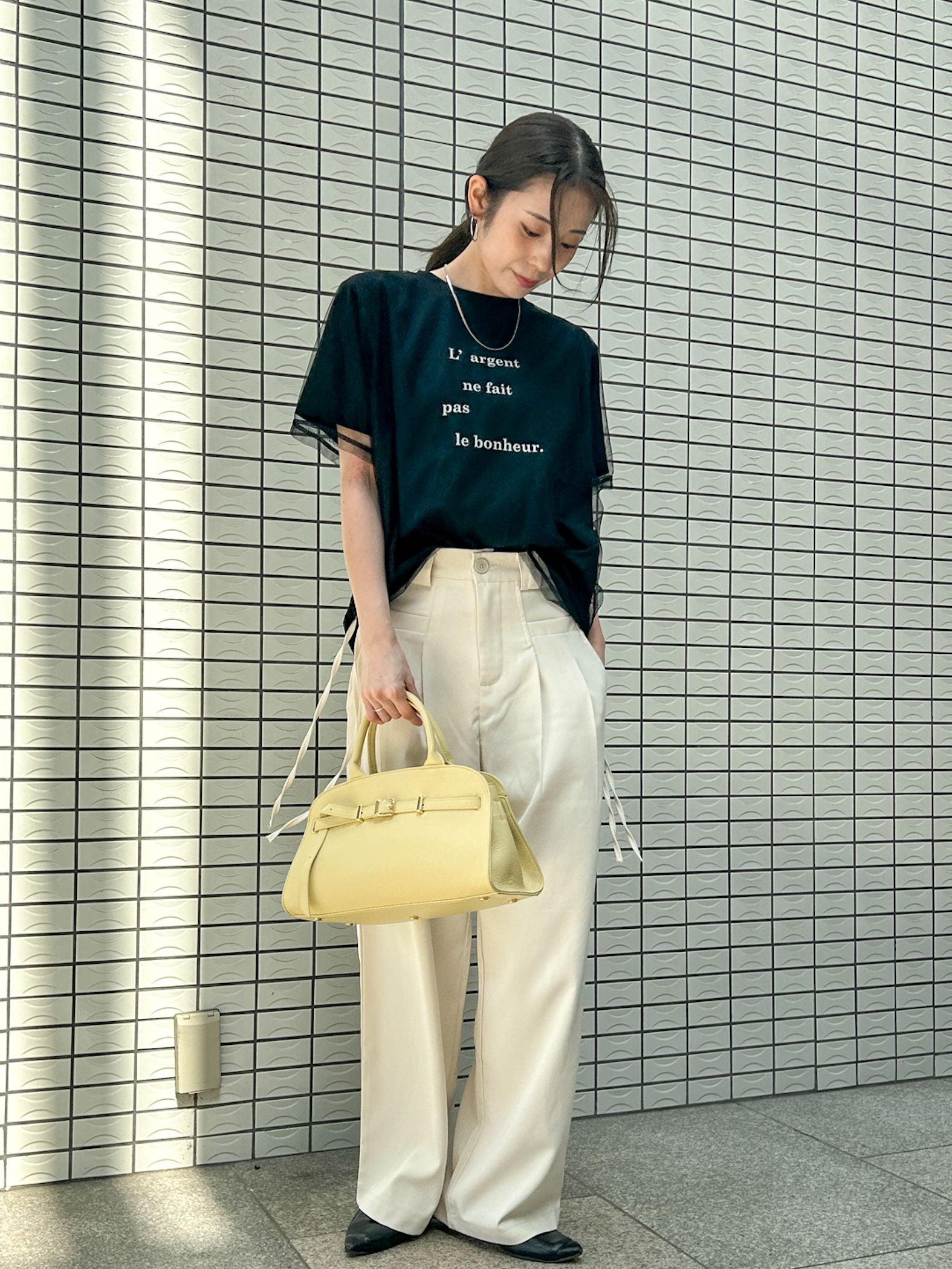 【WEB限定】チュールレイヤードロゴカットソー≪手洗い可能≫