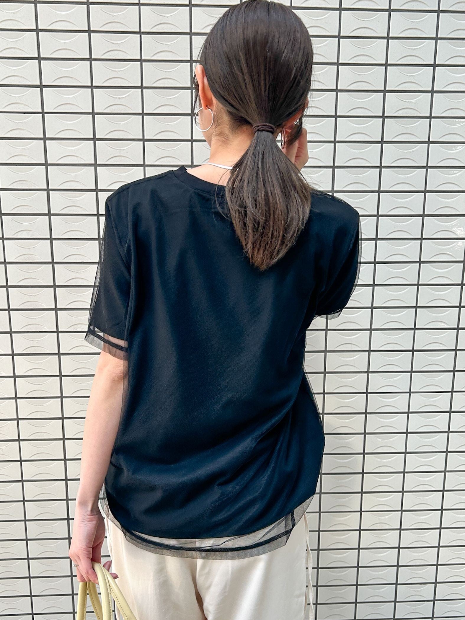 【WEB限定】チュールレイヤードロゴカットソー≪手洗い可能≫