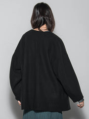 ライトジャージメルトンノーカラーミドルコート