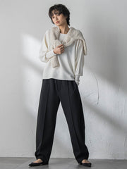 袖口ボタンドルマンニットプルオーバー≪手洗い可能≫