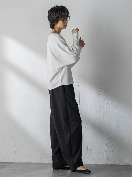 袖口ボタンドルマンニットプルオーバー≪手洗い可能≫