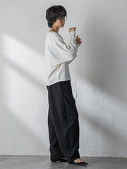 袖口ボタンドルマンニットプルオーバー≪手洗い可能≫