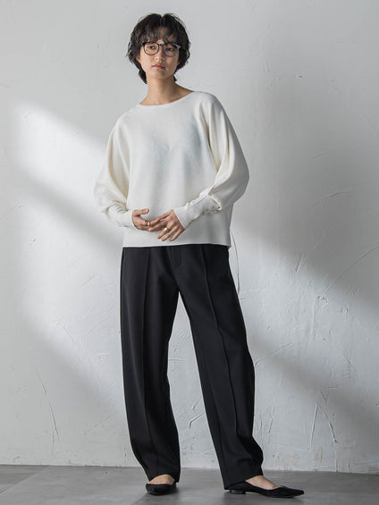 袖口ボタンドルマンニットプルオーバー≪手洗い可能≫