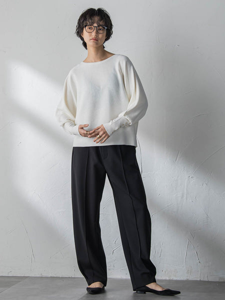 袖口ボタンドルマンニットプルオーバー≪手洗い可能≫