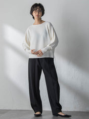 袖口ボタンドルマンニットプルオーバー≪手洗い可能≫