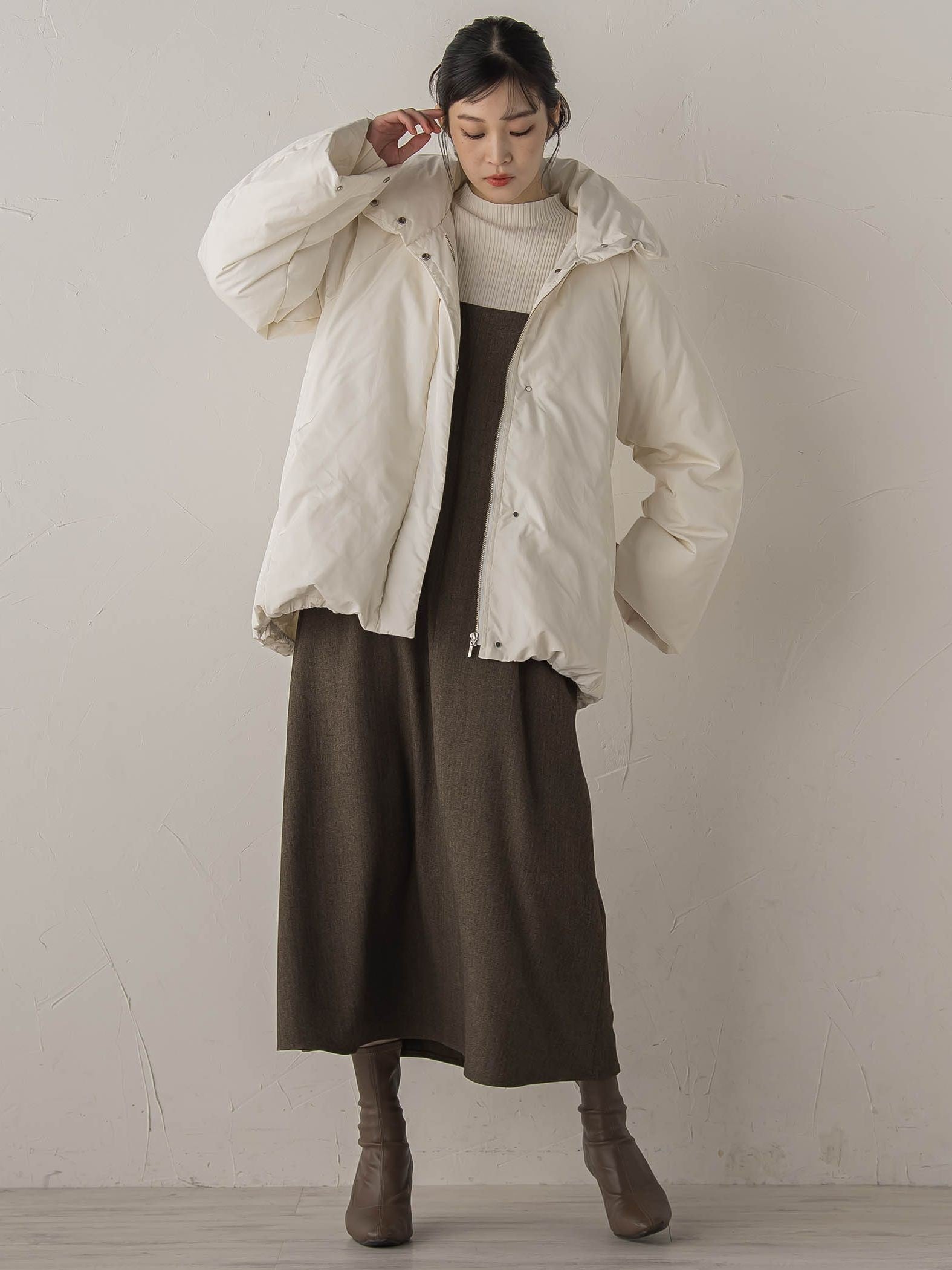 ミックスツイード×レザーライクジャンスカ≪洗濯機で洗える≫