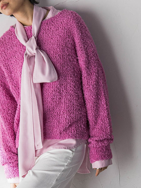 ファンシーヤーンボートネックニットプルオーバー≪手洗い可能≫