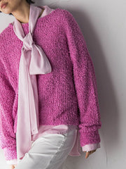 ファンシーヤーンボートネックニットプルオーバー≪手洗い可能≫