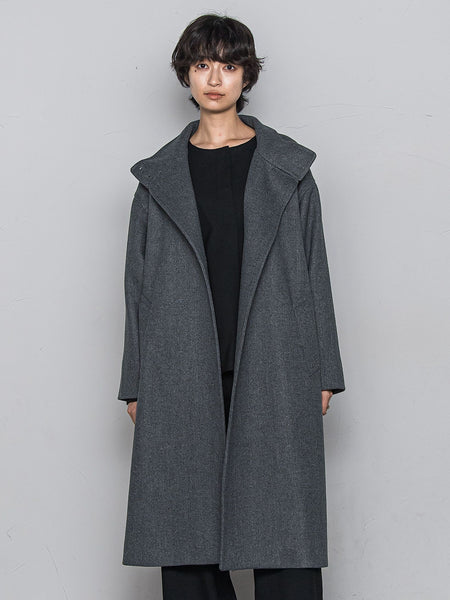 ライトジャージメルトンスタンドカラーロングコート