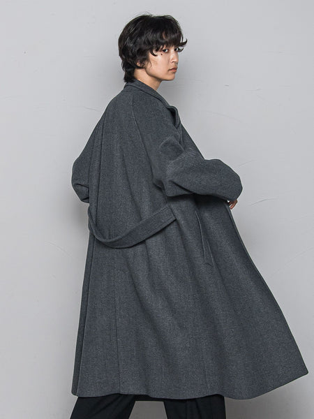 ライトジャージメルトンスタンドカラーロングコート