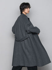 ライトジャージメルトンスタンドカラーロングコート