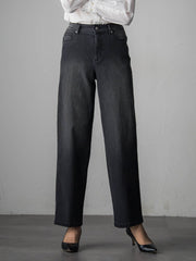 【大きいサイズ】【biyori】裏起毛ウインターデニムパンツ