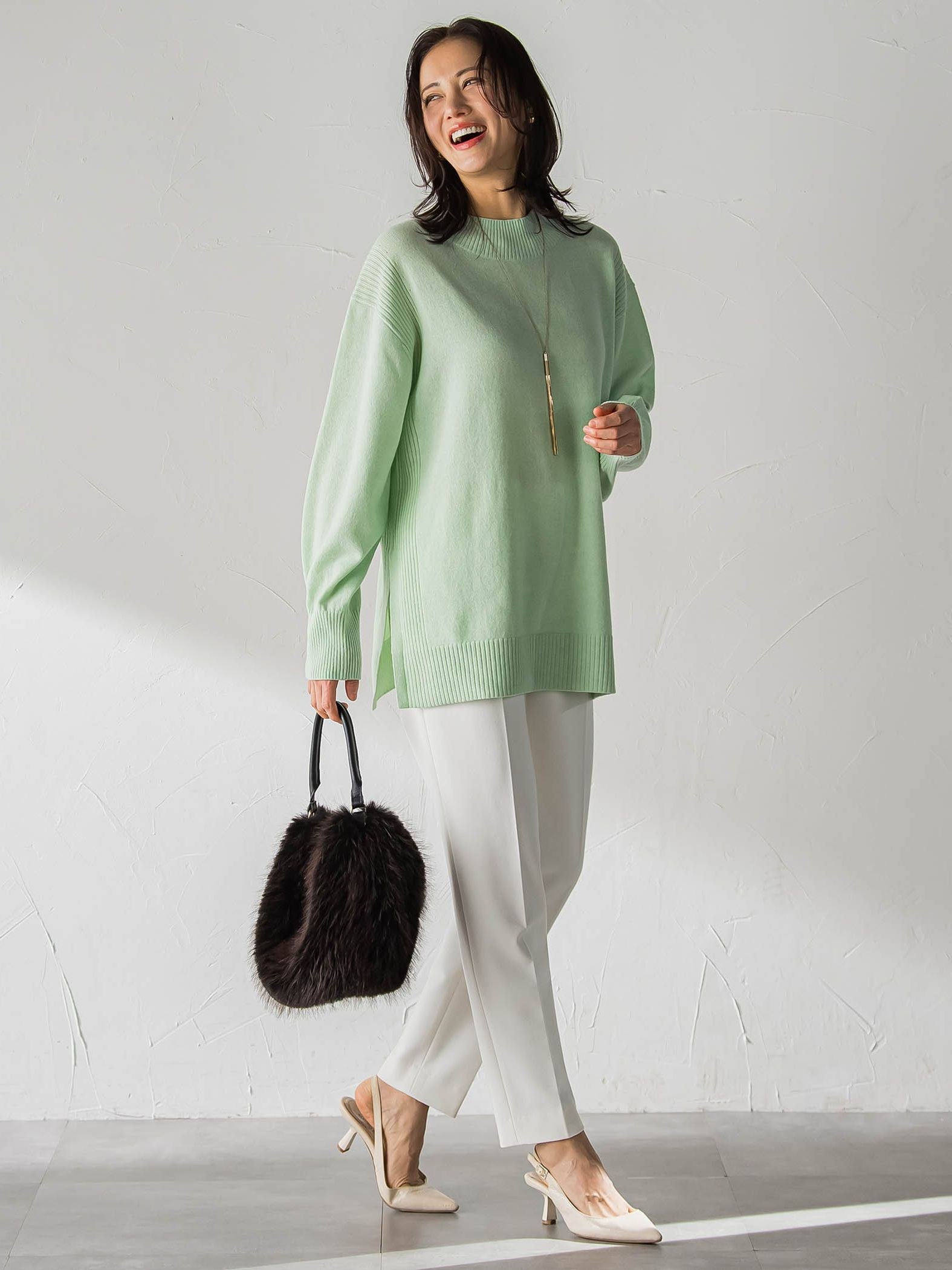 ファインメリノウールチュニックニット≪洗える≫