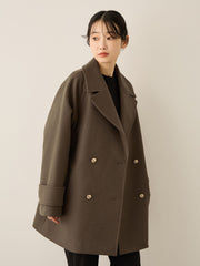 ウール調ジャージーオーバーサイズコート