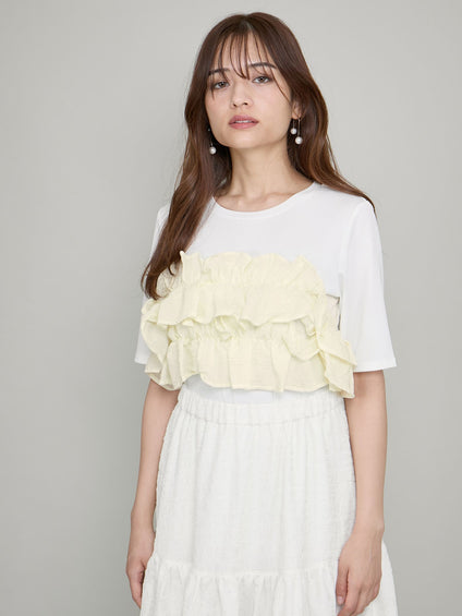 ギャザーフリルTシャツ≪手洗い可能≫