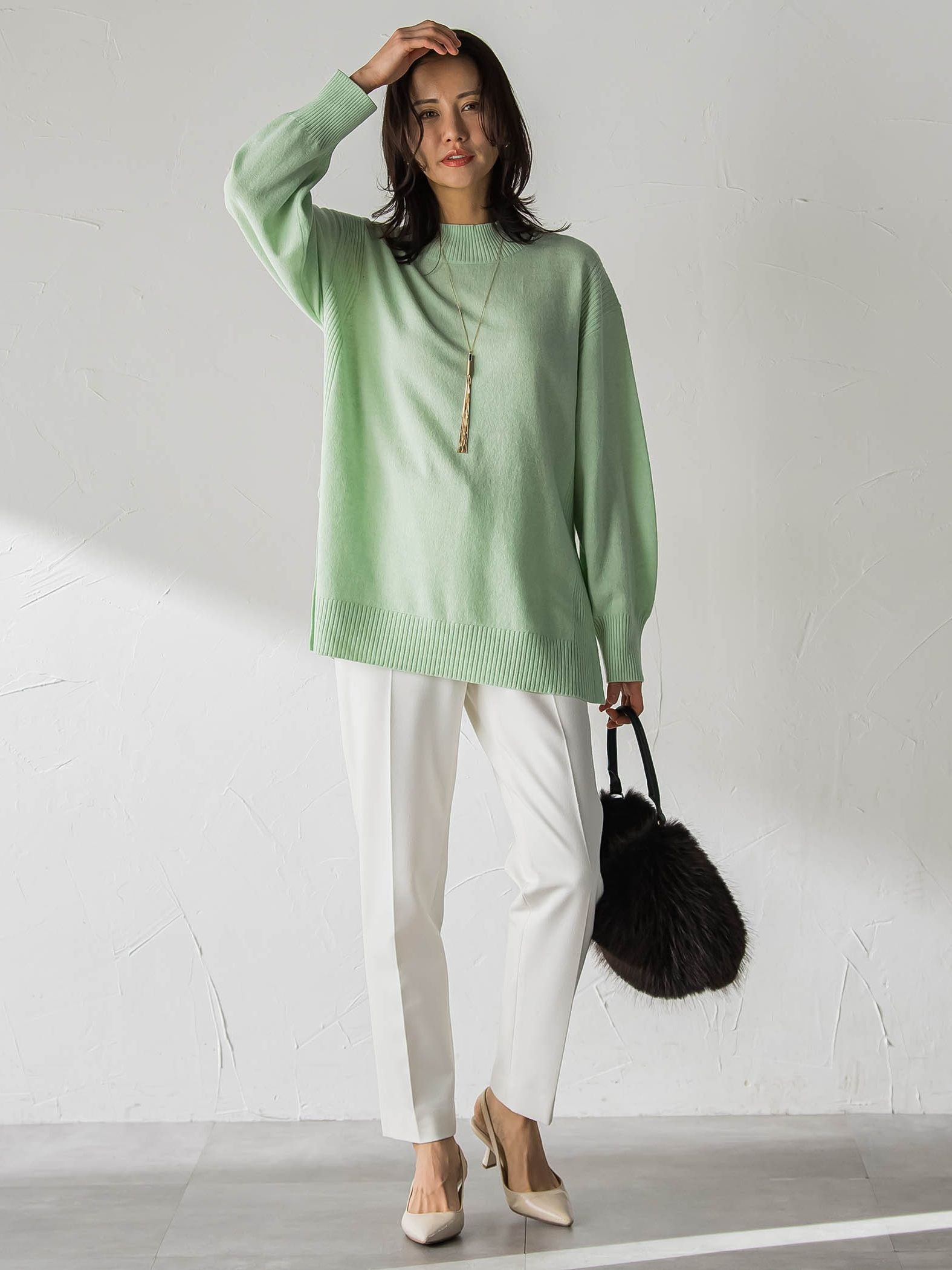 ファインメリノウールチュニックニット≪洗える≫